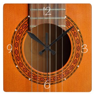 Classical guitar orange tan clock