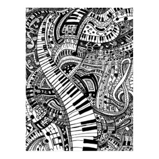 How good songs make me feel - Black and white Classical music flow doodle with musical notes treble clef piano keyboard keys creative art artwork poster