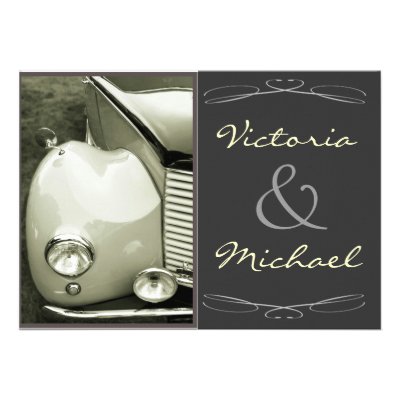 Classical Vintage Motor Wedding Custom Announcements