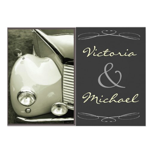 Classical Vintage Motor Wedding Custom Announcements