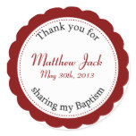 Classique Baptism Cranberry Red Round Sticker