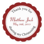 Classique Christening Round Sticker - Cranberry Re
