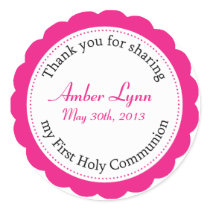 Classique Communion Berry Pink Round Sticker stickers