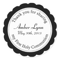 Classique Communion Black Round Sticker stickers