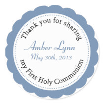 Classique Communion Country Blue Round Sticker stickers