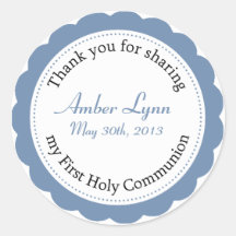 Classique Communion Country Blue Round Sticker