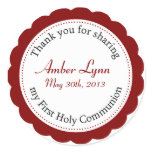 Classique Communion Cranberry Red Round Sticker
