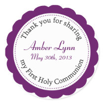 Classique Communion Deep Violet Round Sticker stickers