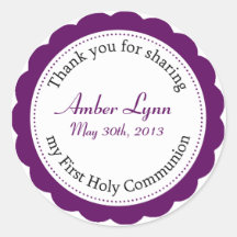 Classique Communion Deep Violet Round Sticker
