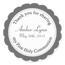 Classique Communion Steel Grey Round Sticker stickers