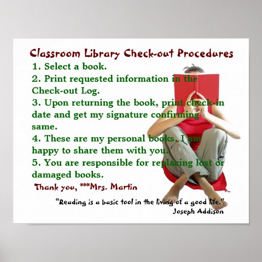 classroom-library-rules-poster-zazzle