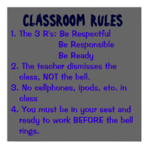 CLASSROOM  RULES, 1. The 3 R's: Be Respectful  ... Posters