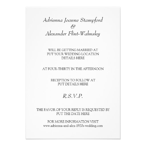 Classy 1920's Theme Wedding Invitation