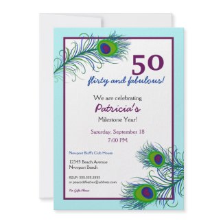 Classy and Contemporary Peacock Feathers invitation