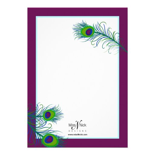 Classy and Contemporary Peacock Feathers Custom Invitations