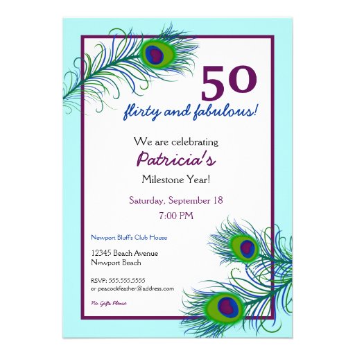Classy and Contemporary Peacock Feathers Custom Invitations