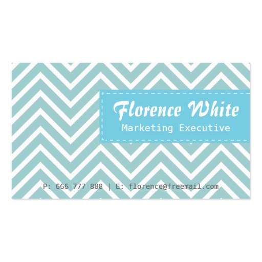 Classy and Elegant, blue and white chevron pattern Business Cards