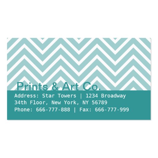 Classy and Elegant, blue and white chevron pattern Business Card Template (back side)