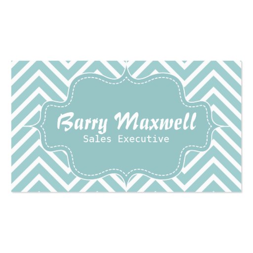 Classy and Elegant, blue and white chevron pattern Business Card Template (front side)
