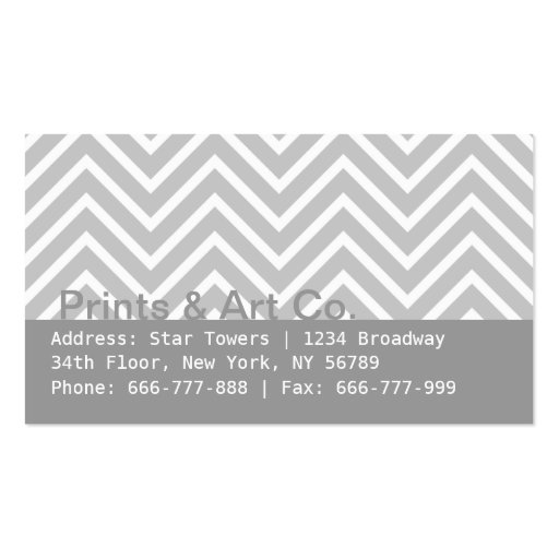 Classy and Elegant, grey and white chevron pattern Business Card Templates (back side)