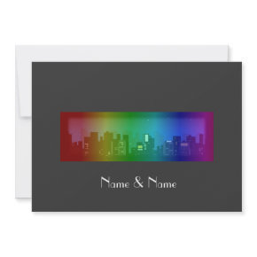Classy and Elegant Rainbow Skyline LGBT Wedding Invite