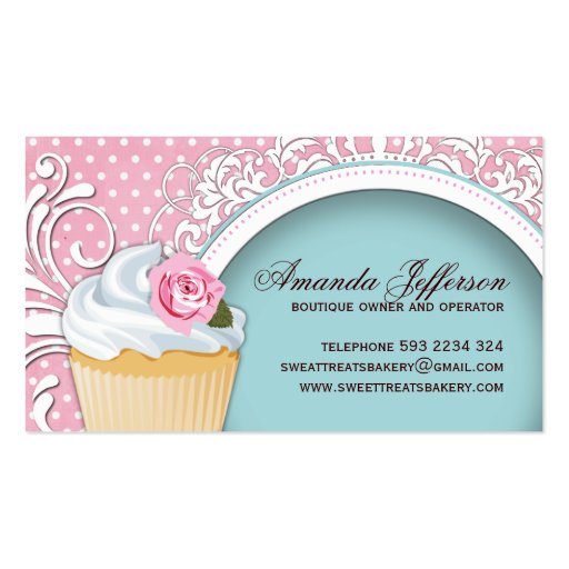 Classy and Modern Cupcake Business Cards (back side)