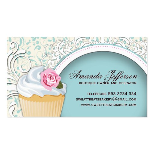 Classy and Modern Cupcake Business Cards (back side)