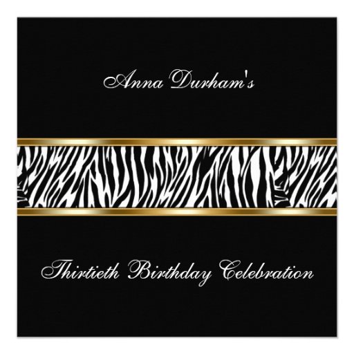 Classy Animal Print Invite [Zebra - Black/Gold]