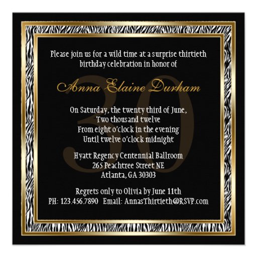 Classy Animal Print Invite [Zebra - Black/Gold]