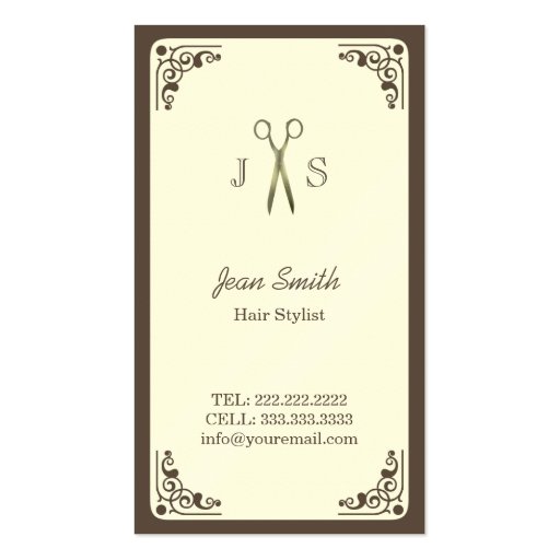 Classy Art Deco Border Hair Stylist Business Card (front side)