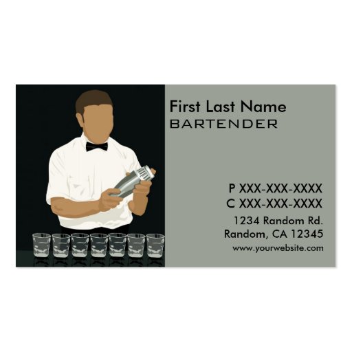 Classy bartender business cards (front side)