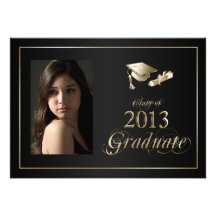 Classy Black and Gold 2013 Graduate Photo Invite
