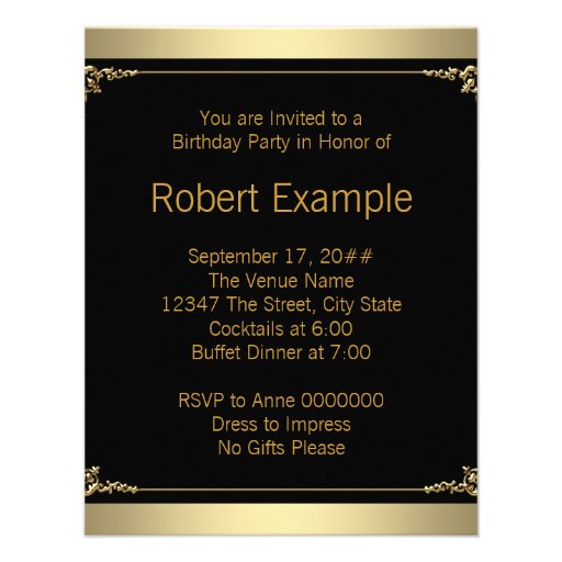 Classy Black and Gold 70th Birthday Party Announcement