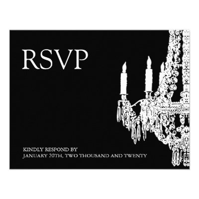 Classy black and White Chandelier RSVP Cards Custom Announcements