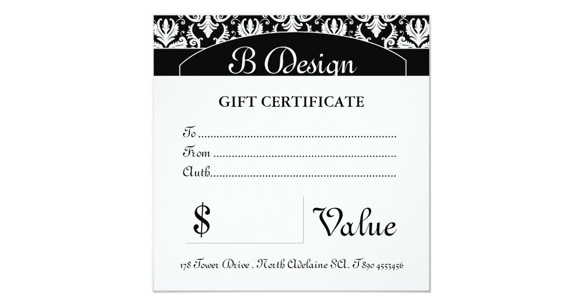 classy black and white gift certificate card zazzle black and white gift certificate