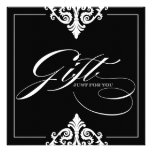 Classy Black and White Gift Certificate Personalized Announcements