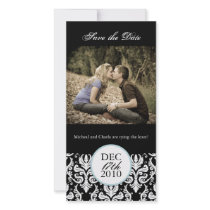 Classy Black and White Save the Date Photocard Photo Greeting Card