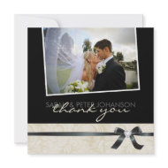 Classy Black and White Thank You Photo Card invitation