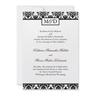 Classy Black and White Wedding Invitation invitation