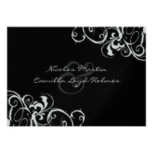 Classy Black and White Wedding Invitation