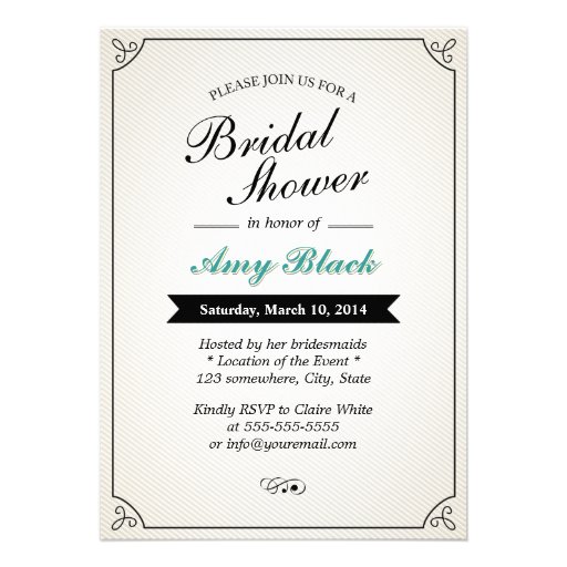 Classy Black Banner Bridal Shower Invitations