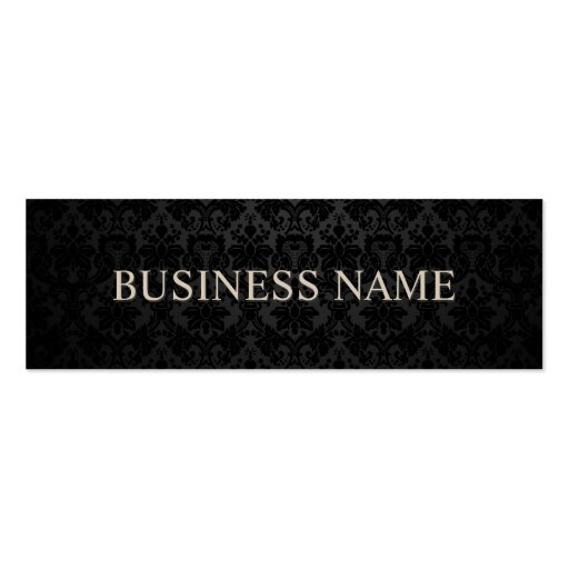 Classy Black Damask Mini Business Cards (front side)