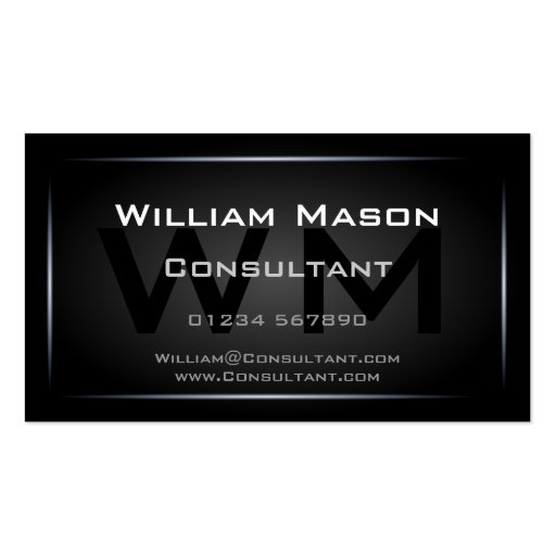 Classy Black Framed Monogram Professional Business Card Templates (front side)