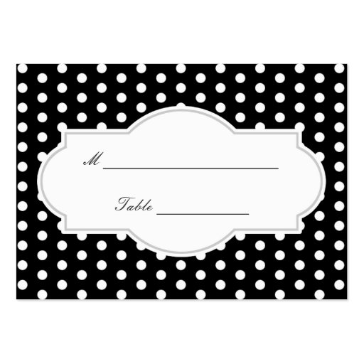 Classy Black Polka Dots Wedding Place Card Business Card Templates (front side)