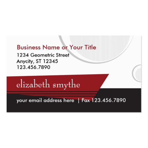 Classy Black White and Red Business Card (back side)