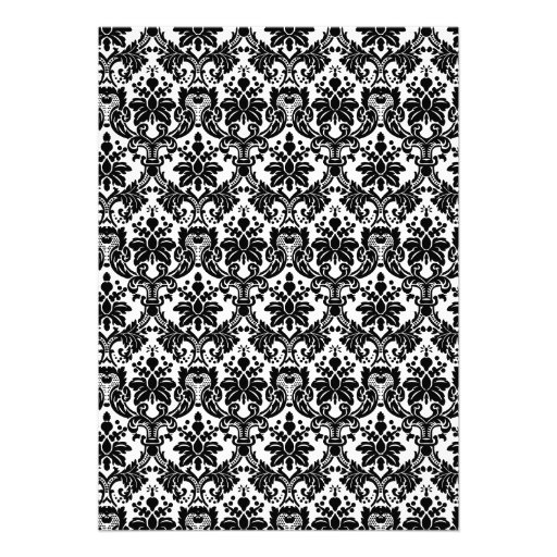 Classy Black & White Damask Housewarming Party Announcements