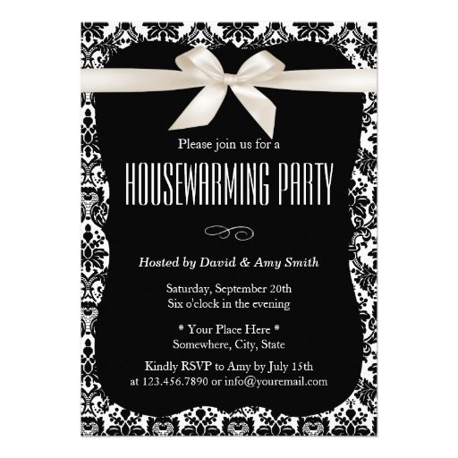 Purple White And Black Housewarming Party Personalised Invitations