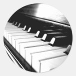 Classy Black & White Piano Photography Round Stickers