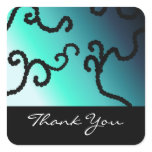 Classy Blue and Black Beaded Thank You Square Stickers