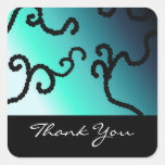 Classy Blue and Black Beaded Thank You Square Stickers